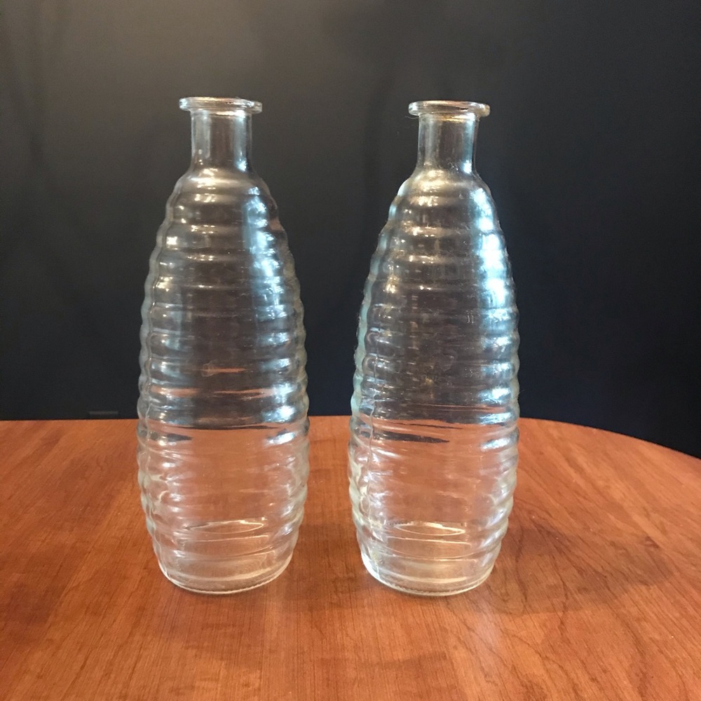 Two Beehive design bud vases, approx 9” tall
